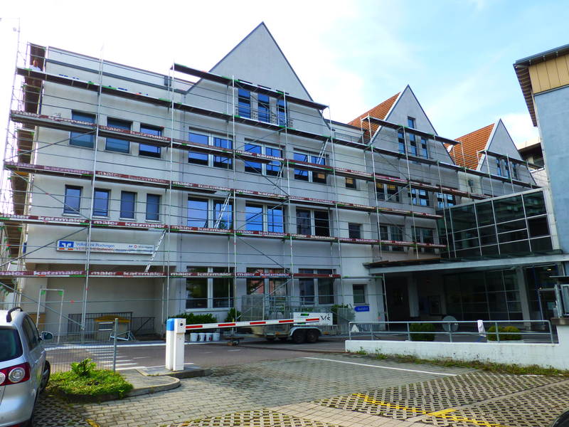 Gerüstbauarbeiten und Fassadenrenovierung, Volksbank Plochingen